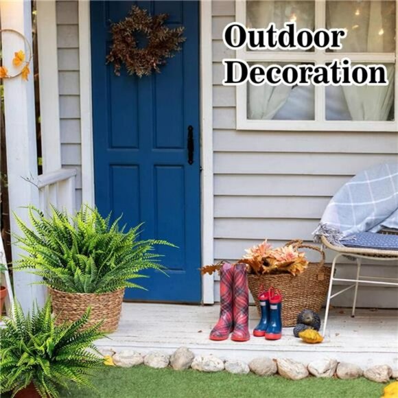 Artificial Fern Plants UV Resistant Outdoor Indoor Faux Greenery Decor Set of 10 - Picture 6 of 7
